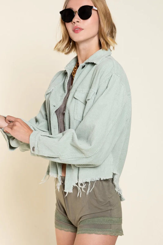 POL Button Down Corduroy Trucker Jacket - Tigbul's Variety Fashion Shop