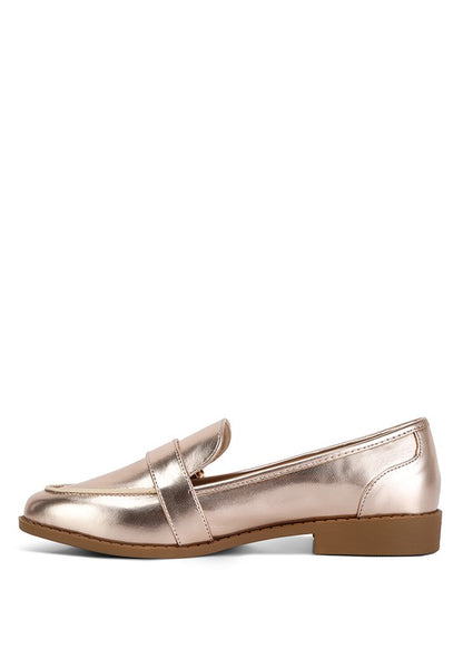 Haruka Metallic Faux Leather Loafers - Tigbuls Variety Fashion