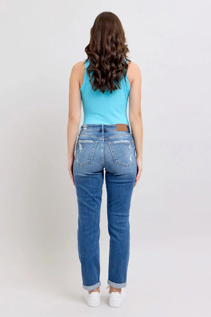 Judy Blue Size 9/29 Button Fly Distressed Jeans with Pockets - Tigbul's Variety Fashion Shop