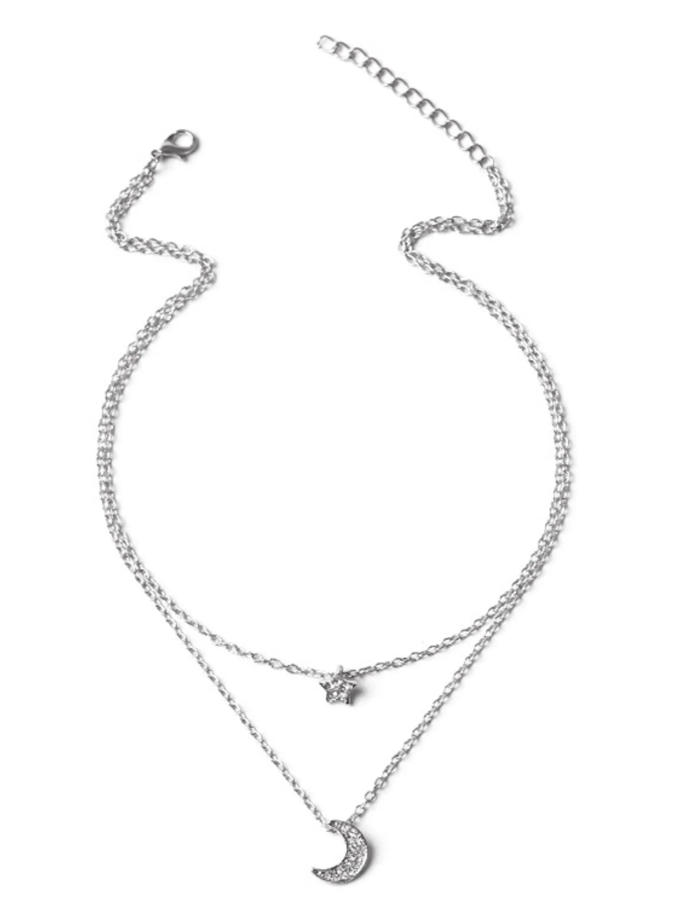 Double Layered Star and Moon Pendant Necklace - Tigbul's Variety Fashion Shop