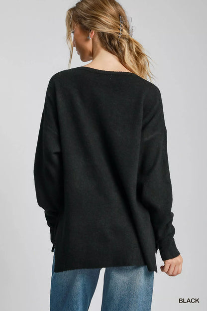 Umgee Wool Blended Pullover Sweater - Tigbul's Variety Fashion Shop