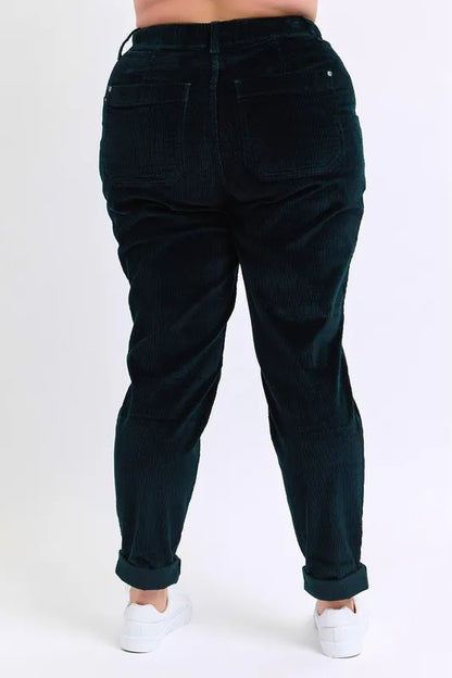 Judy Blue Green High Waist Corduroy Cuffed Jogger Plus Size - Tigbul's Variety Fashion Shop