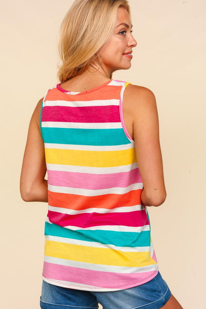 Haptics Round Neck Striped Knit Tank - Tigbul's Variety Fashion Shop