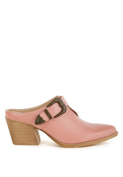 Holler Carved Buckle Statement Mules - Tigbul's Variety Fashion Shop