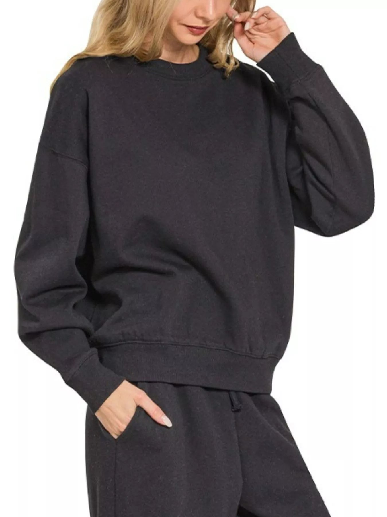 Zenana Fleece Long Sleeve Top and Sweatpants Set - Tigbul's Variety Fashion Shop