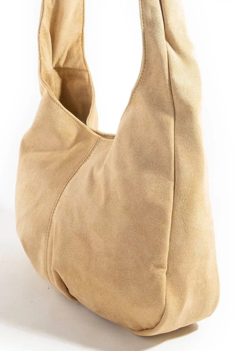 Faux Suede Studded Trim Hobo Bag | Tigbuls Variety Fashion Shop