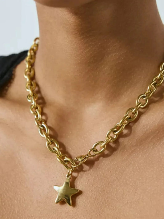 18K Gold-Plated Star Pendant Chain Necklace - Tigbul's Variety Fashion Shop