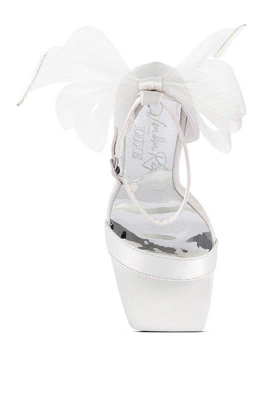 Kiri Satin Clear High Heeled Bow Sandals - Tigbul's Variety Fashion Shop