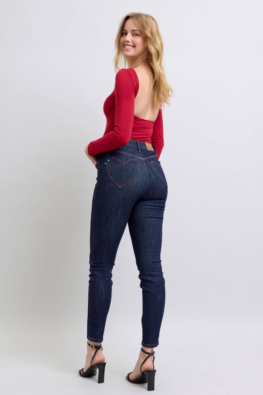 Judy Blue Full Size Heart Shaped Back Pockets Skinny Jeans - Tigbul's Variety Fashion Shop