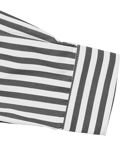 Striped Oversized Button-Up Shirt - Tigbul's Variety Fashion Shop