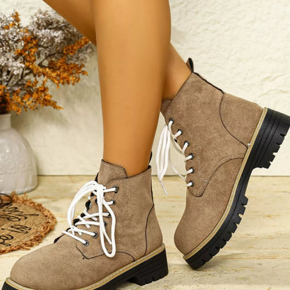 Round Toe Lace Up Boots - Tigbul's Variety Fashion Shop