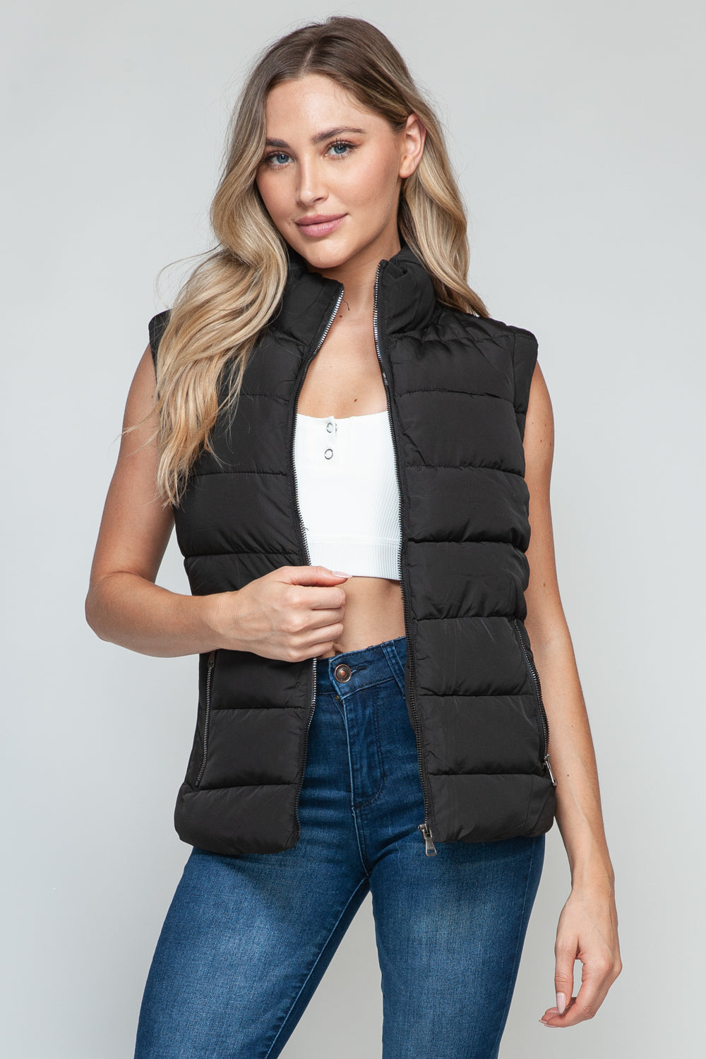 Snobbish Zip Up Turtleneck Vest with Pockets - Tigbul's Variety Fashion Shop