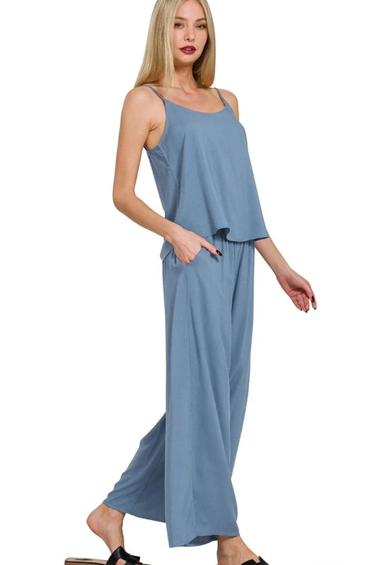 Zenana Woven Cami & Pants Set - Tigbul's Variety Fashion Shop