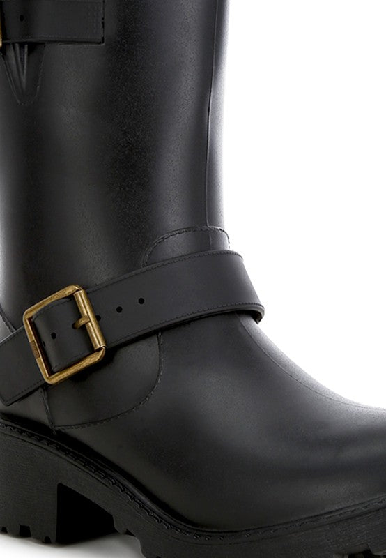 Anong Harness Detail Calf Rain Boots - Tigbul's Variety Fashion Shop