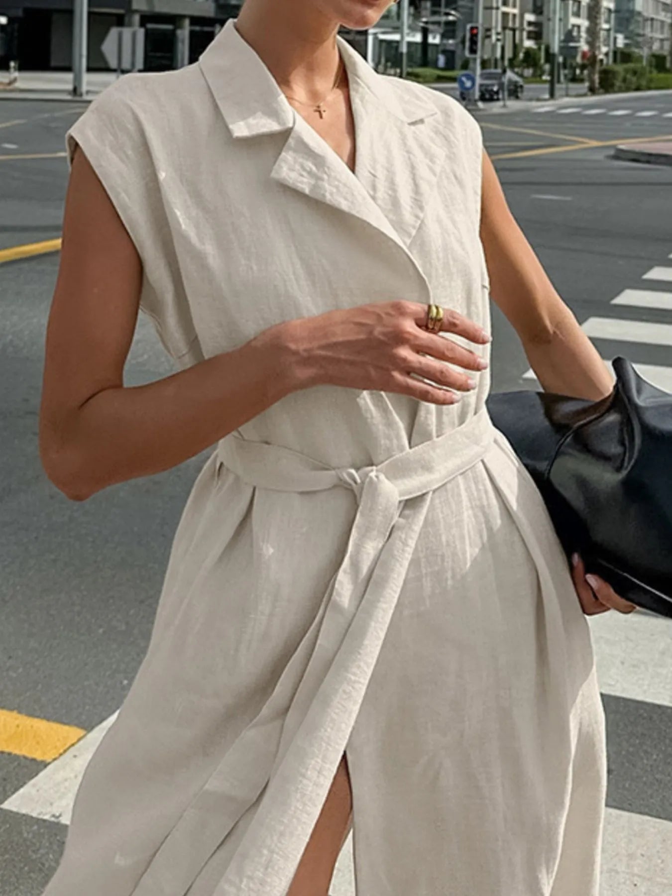 Tie Waist Cap Sleeve Maxi Dress - Tigbul's Variety Fashion Shop