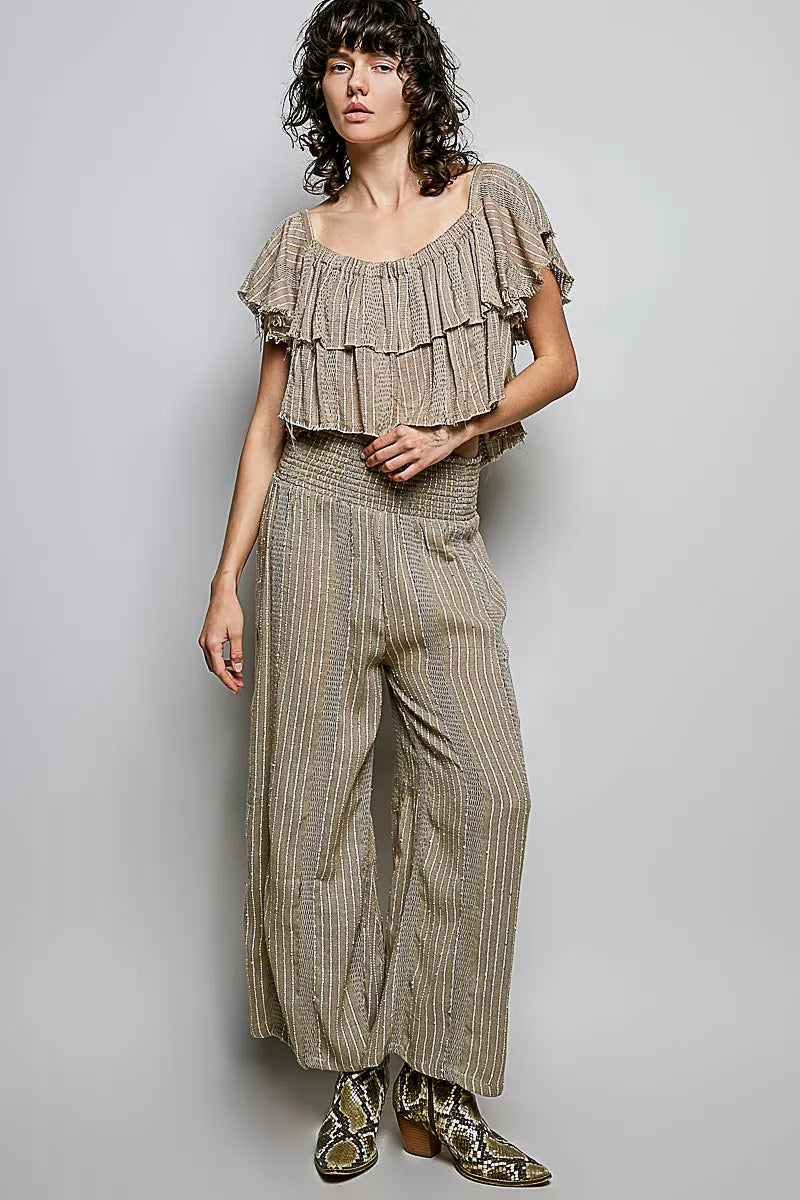 POL Off-Shoulder Ruffle Crop Top - Tigbul's Variety Fashion Shop
