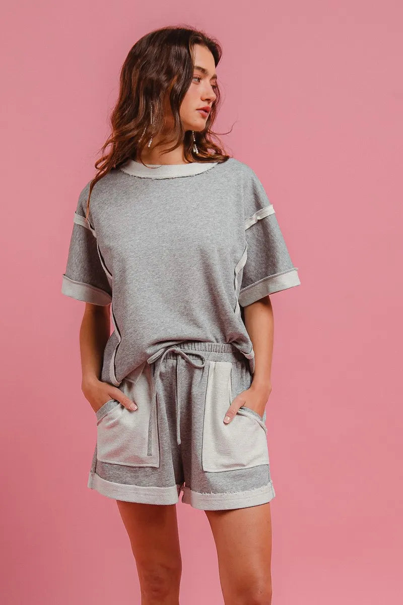 BiBi French Terry Knit Shorts with Side Pocket - Tigbul's Variety Fashion Shop