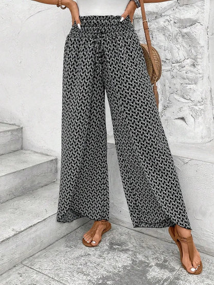 Tied Printed Wide Leg Pants - Tigbul's Variety Fashion Shop