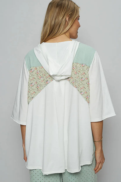 POL Lace-Up Hooded T-Shirt with Paisley Panel Detail - Tigbul's Variety Fashion Shop