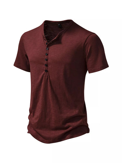 Men's Casual Button Detail Henley T-Shirt - Tigbuls Variety Fashion