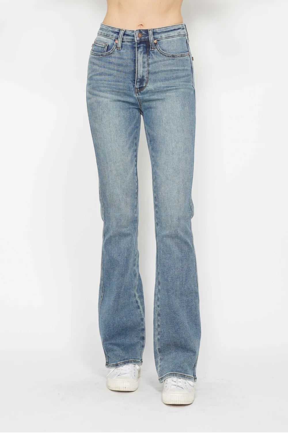Judy Blue Full Size Tummy Control Back Embroidered Pocketed Bootcut Jeans Plus Size - Tigbul's Variety Fashion Shop
