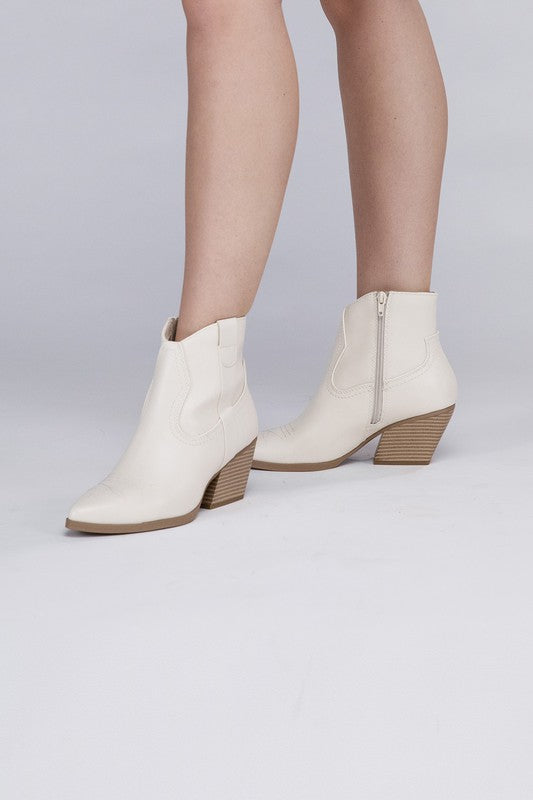 Side Zip Western Ankle Booties - Tigbuls Variety Fashion