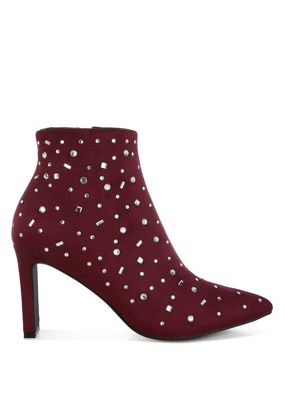 Sakura Diamante Embellished Microfiber Boots - Tigbul's Variety Fashion Shop