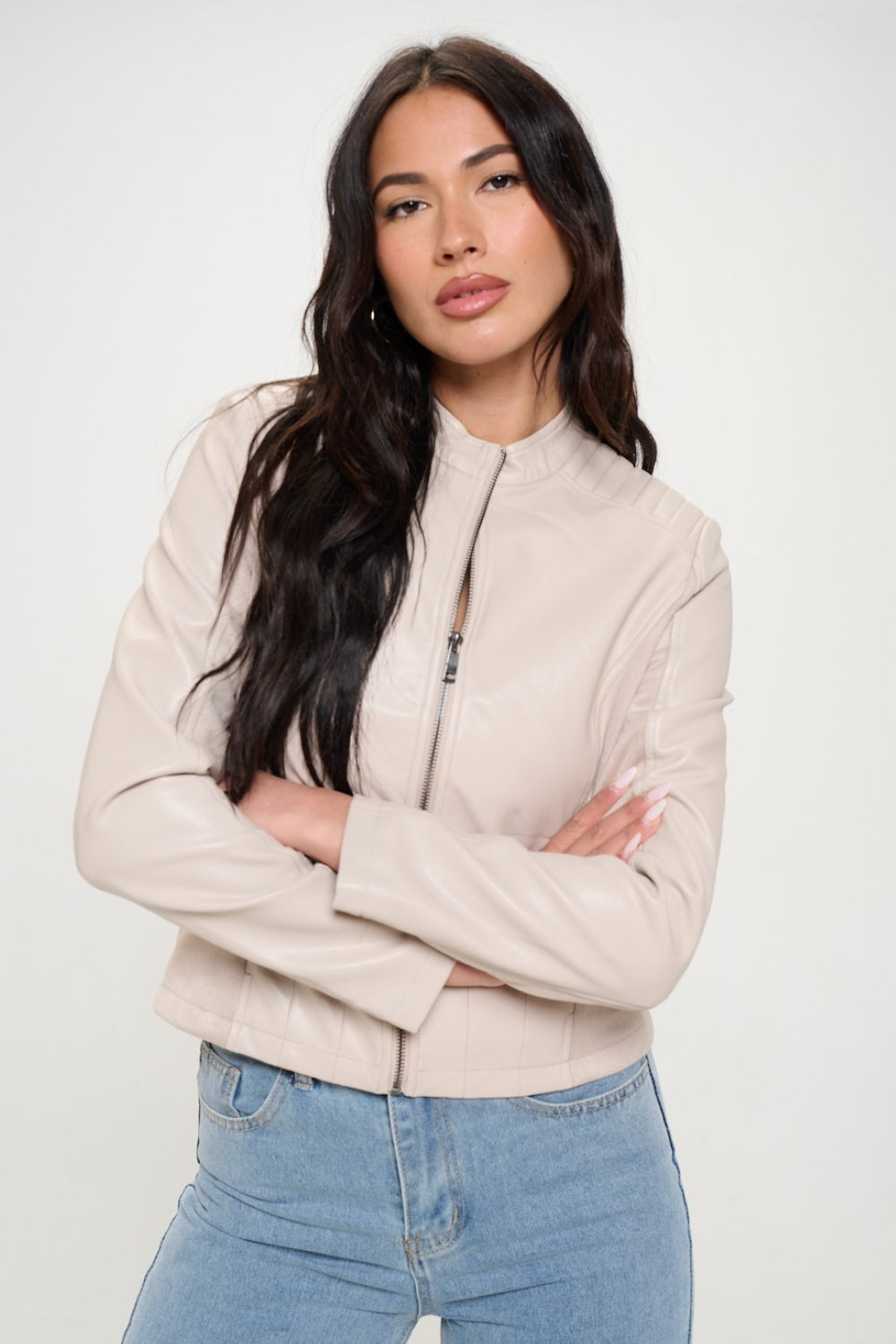 Coalition LA Zip Up Vegan Moto Jacket - Tigbul's Variety Fashion Shop