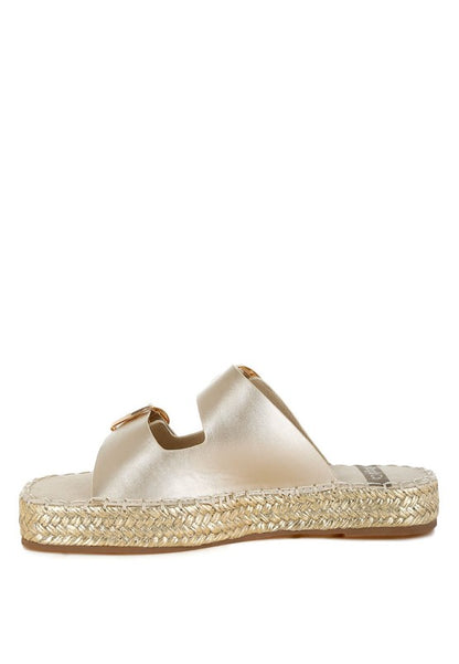 Miova Metallic Buckle Detail Espadrille Flatforms - Tigbul's Variety Fashion Shop