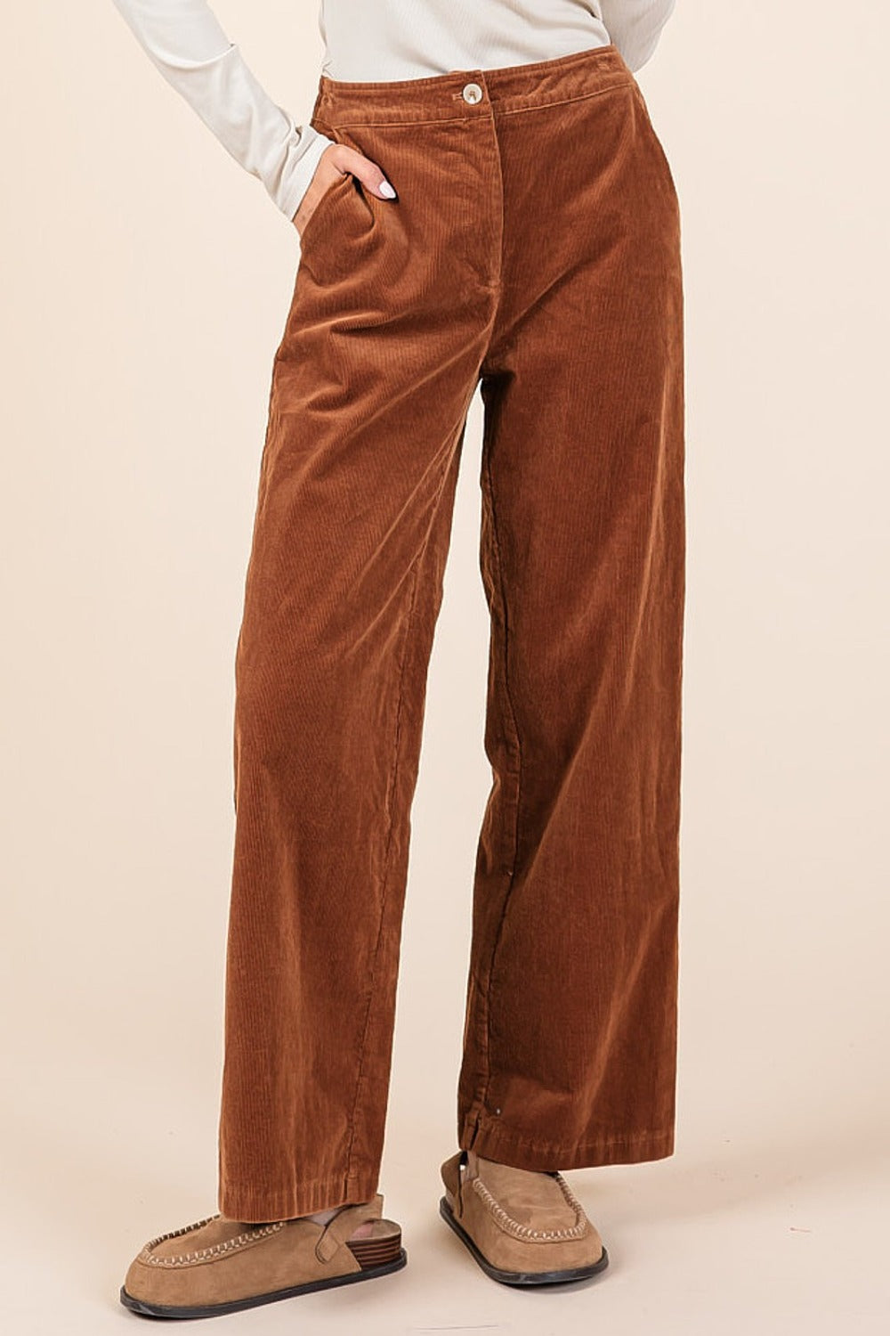 Mittoshop Corduroy Back Elastic Waist Pants - Tigbul's Variety Fashion Shop