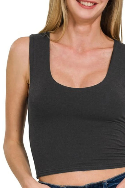 Zenana Double Layered Cropped Tank Top - Tigbul's Variety Fashion Shop
