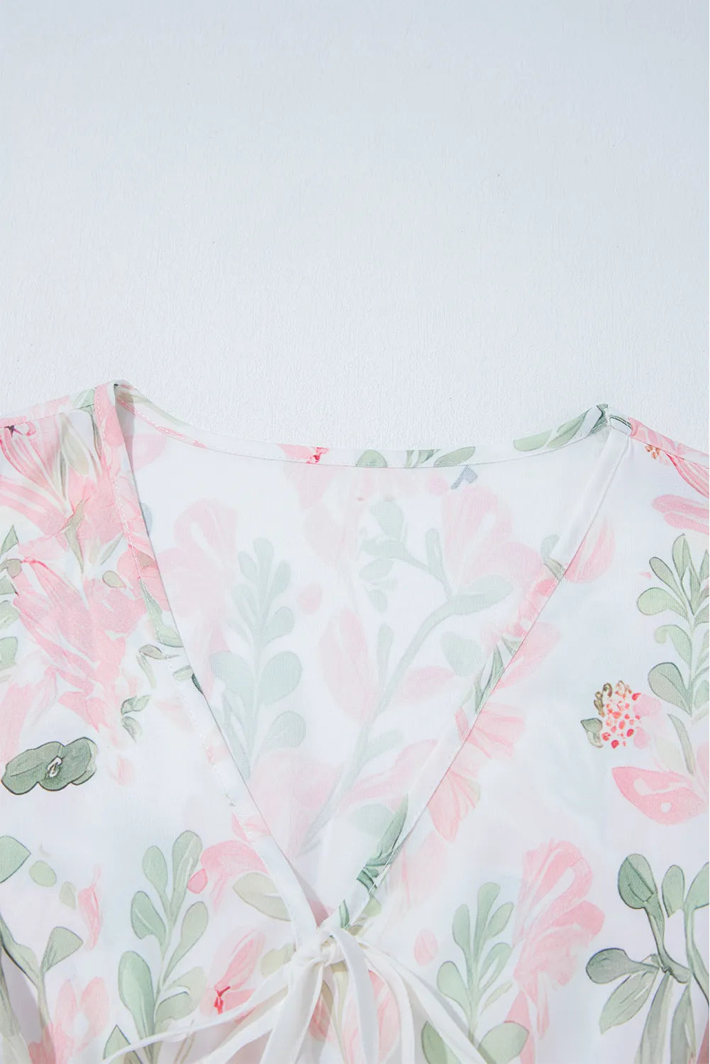 Tied Printed Short Sleeve Blouse - Tigbul's Variety Fashion Shop