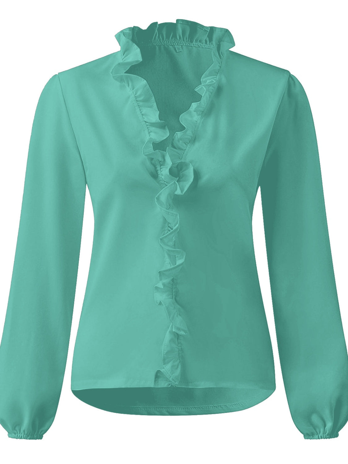 Full Size Ruffled V-Neck Long Sleeve Blouse - Tigbul's Variety Fashion Shop