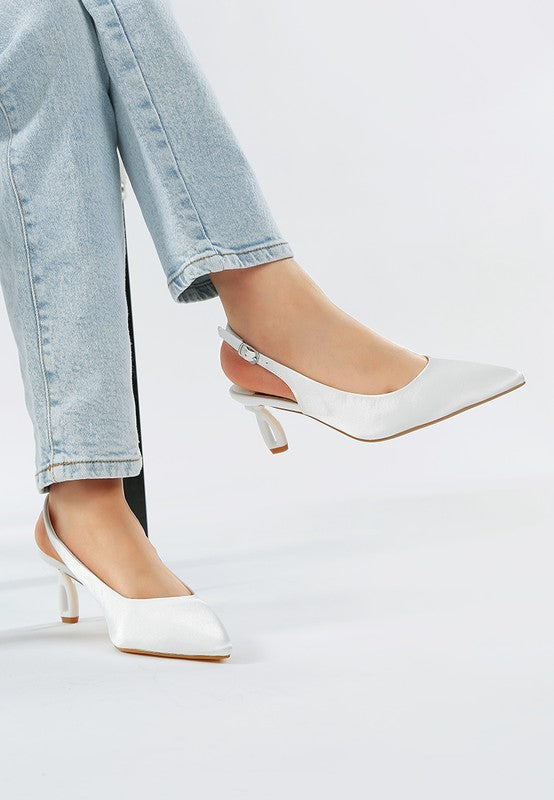 Vinca Satin Pointed Toe Slingbacks - Tigbul's Variety Fashion Shop