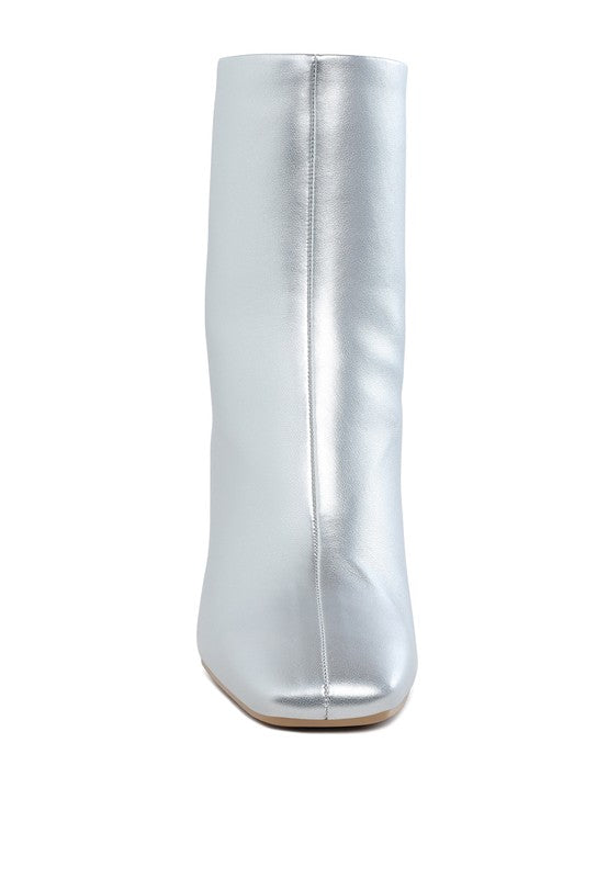 Simba Square Toe Metallic Ankle Boots - Tigbul's Variety Fashion Shop