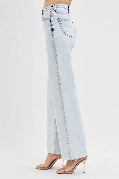 RISEN Full Size High Rise Wide Leg Jeans Plus Size - Tigbul's Variety Fashion Shop