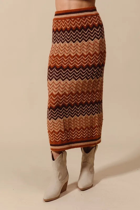 Multi Color Chevron Knit Skirt - Tigbul's Variety Fashion Shop