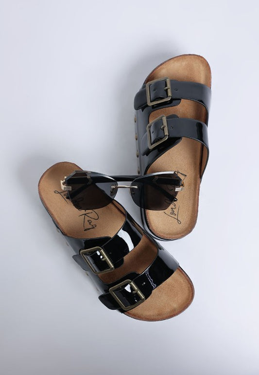Merton Studded Black Platform Slip On Sandals - Tigbul's Variety Fashion Shop