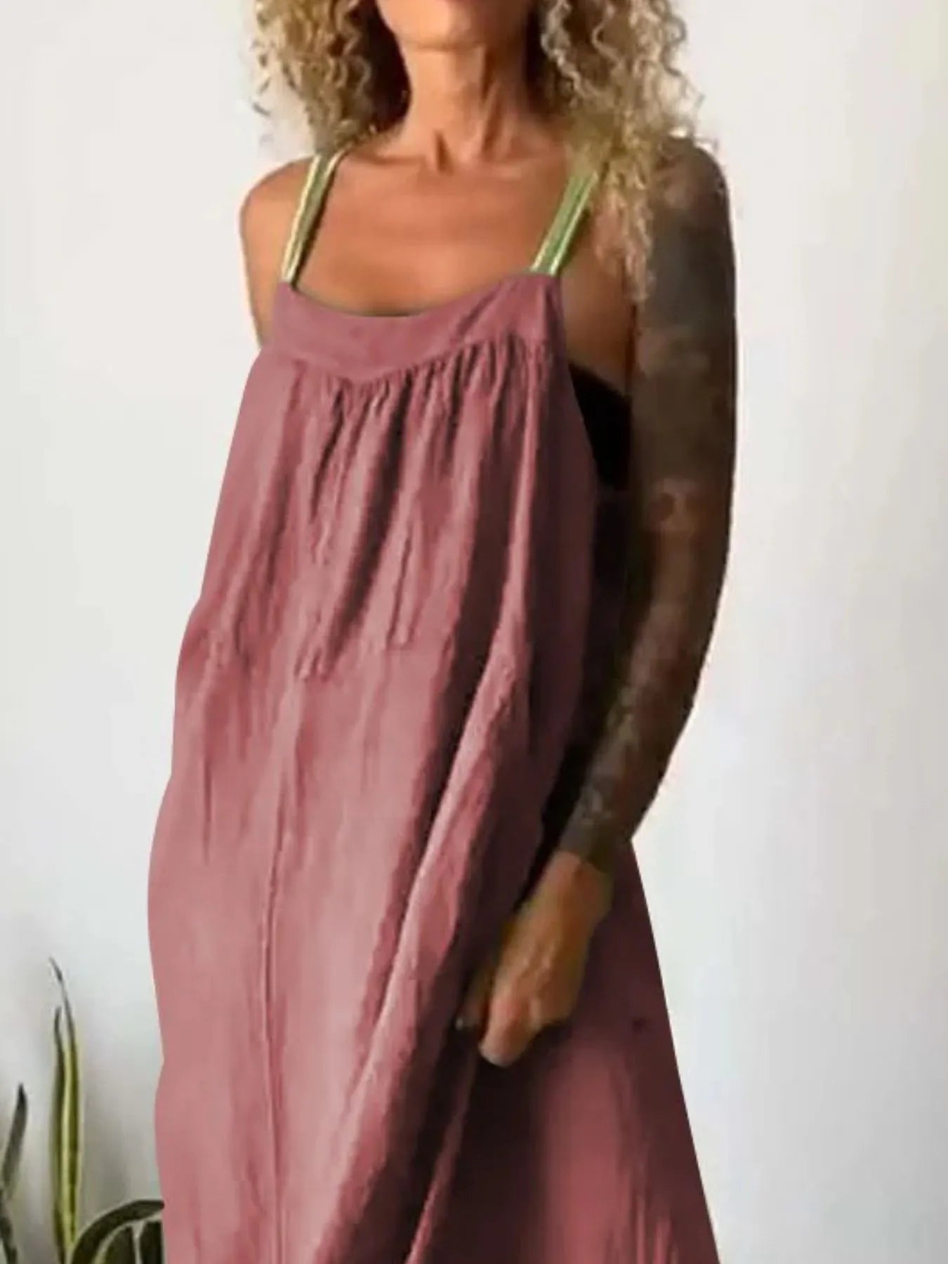 Ruched Cami Maxi Dress with Pockets Size Small - 5XL Plus - Tigbul's Variety Fashion Shop