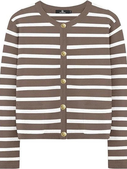 Striped Button-Up Cardigan - Tigbul's Variety Fashion Shop