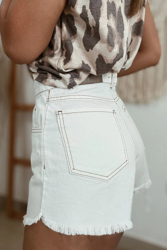 Raw Hem High Waist Denim Shorts - Tigbul's Variety Fashion Shop
