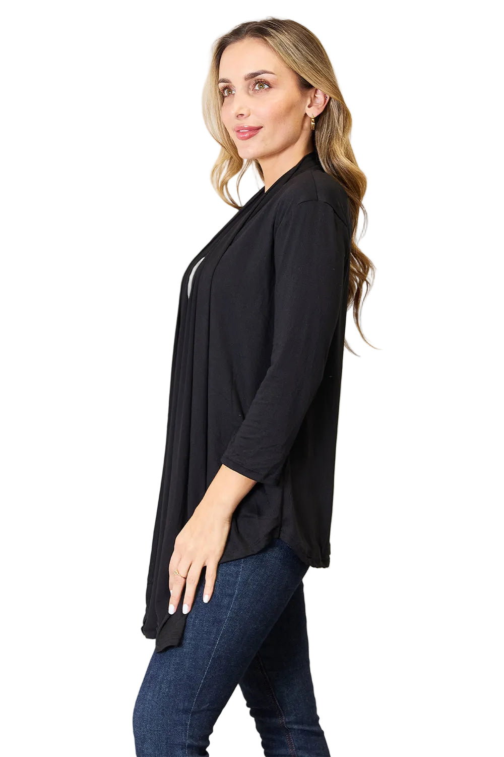 Size Medium Black Open Front Cardigan | Tigbuls Variety Fashion