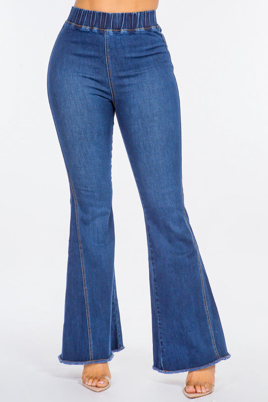 American Bazi High Waist Curvy Flare Jeans - Tigbul's Variety Fashion Shop