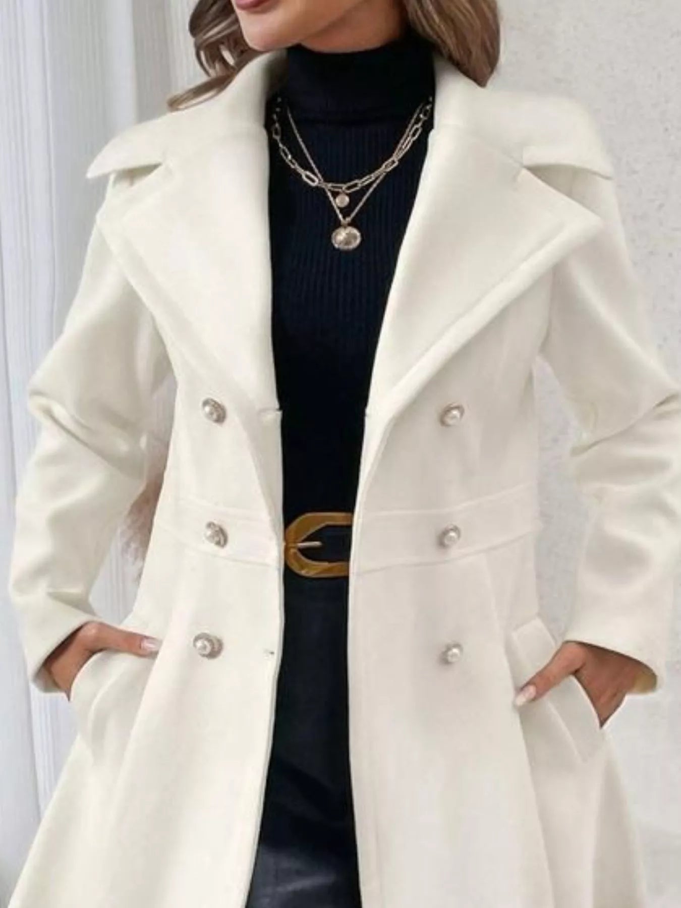 Double-Breasted Wool Blend Coat - Tigbul's Variety Fashion Shop