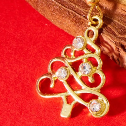 18K Gold-Plated Rhinestone Christmas Tree Dangle Earrings - Tigbul's Variety Fashion Shop