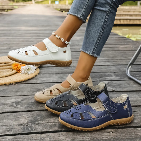 Cutout Velcro Straps Sandals - Tigbul's Variety Fashion Shop