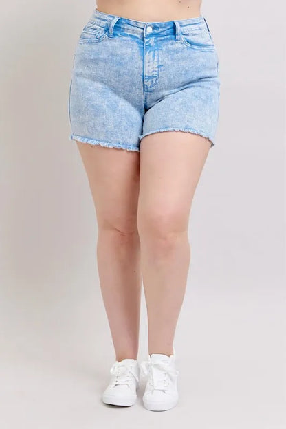 Judy Blue Plus Size Mid Rise Garment Dyed Denim Shorts - Tigbul's Variety Fashion Shop