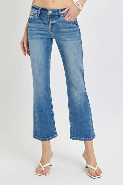RISEN Full Size Low Rise Crop Flare Jeans Plus Size - Tigbul's Variety Fashion Shop