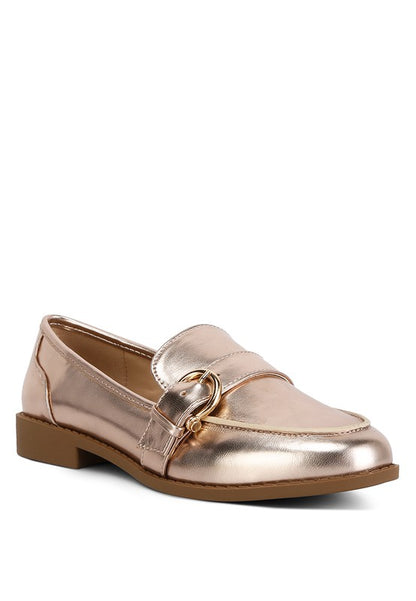 Haruka Metallic Faux Leather Loafers - Tigbuls Variety Fashion