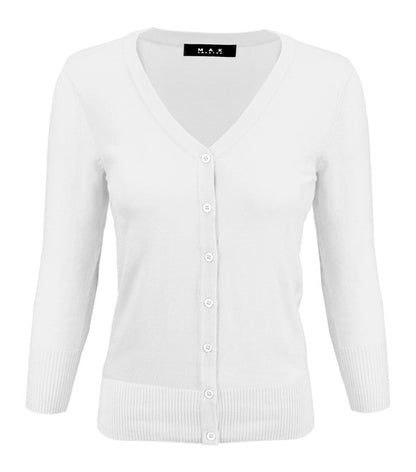 V-Neck Button Down Knit Cardigan Sweater - Tigbul's Variety Fashion Shop